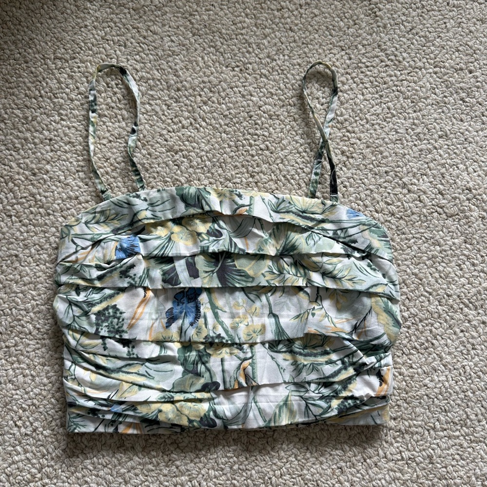 Abercrombie & Fitch Blue and White Ruched Camisole